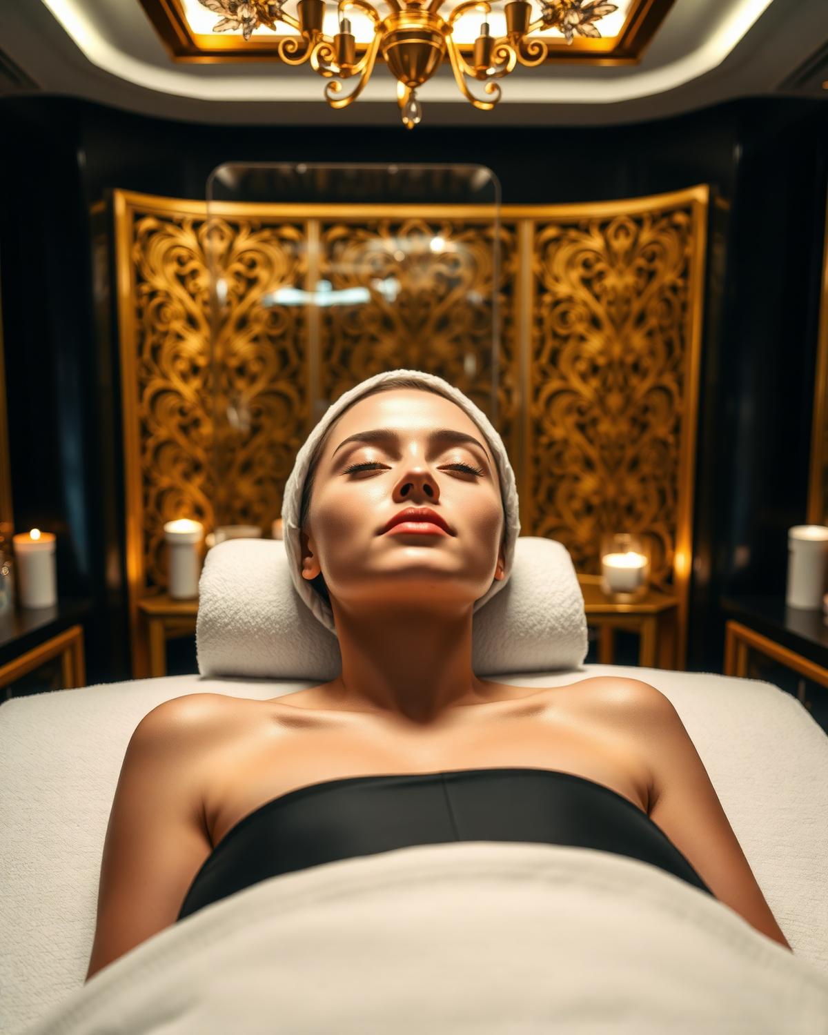 Facial treatment in luxury spa room