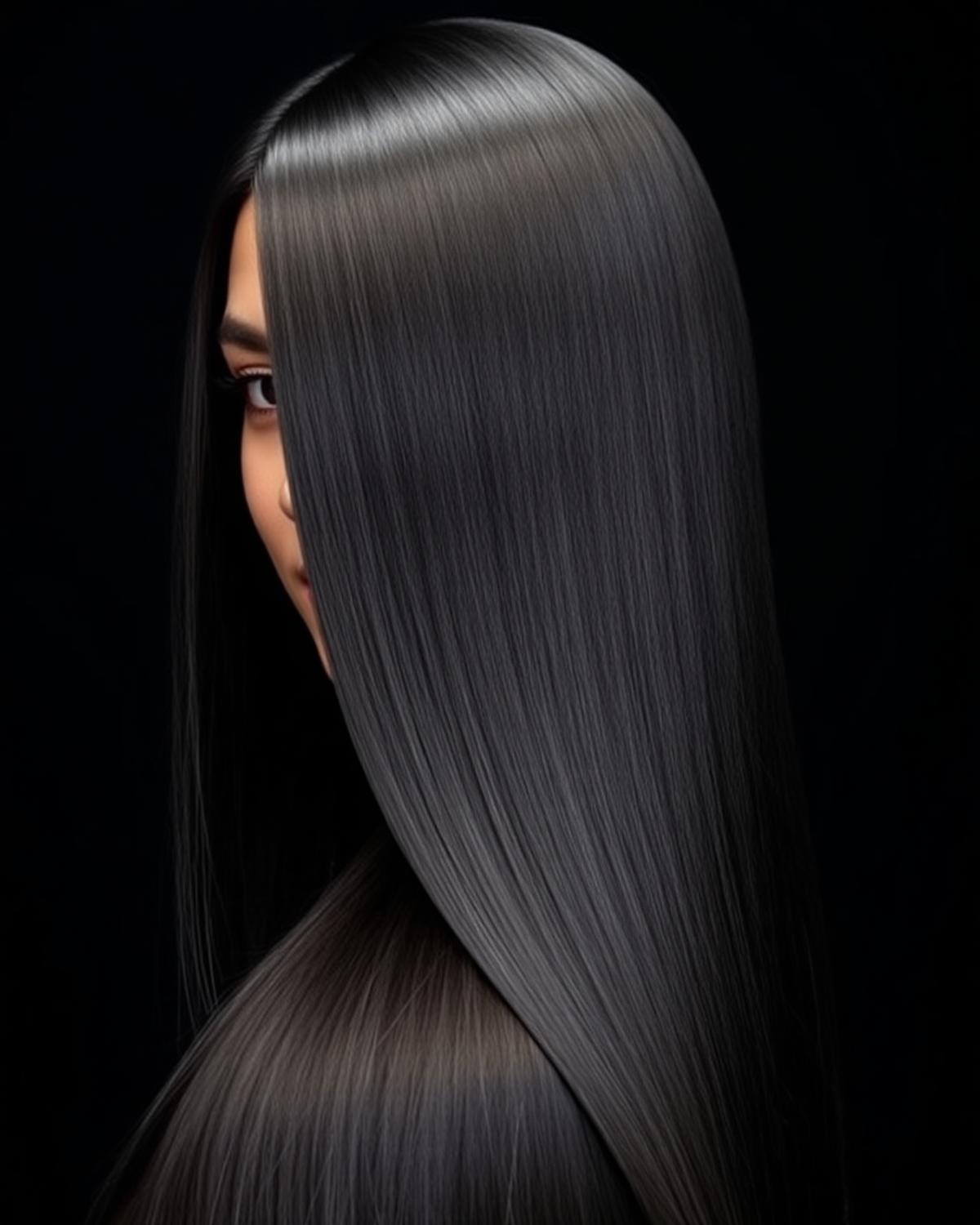 Silky straight hair after keratin