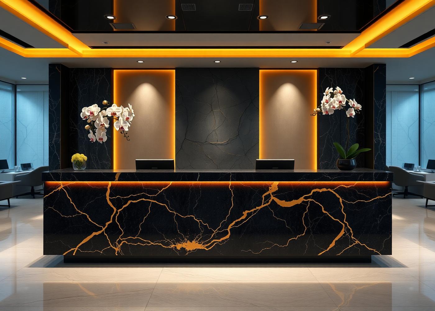 Golden reception desk